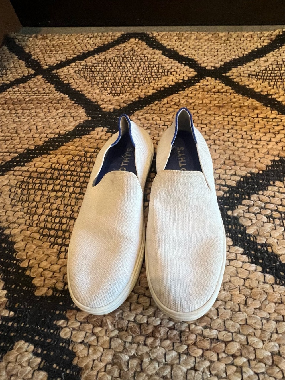 Rothy’s The Original Slip On Sneaker Cream Knit Washable Size 7.5